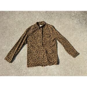Thread & Supply‎ Leopard Print Zip Up Jacket Small Tan Brown Animal Print Cotton